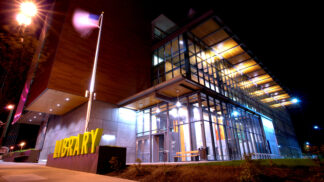 Vancouver Community Library at night