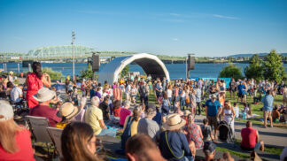 people watching a concert at Vancouver waterfront