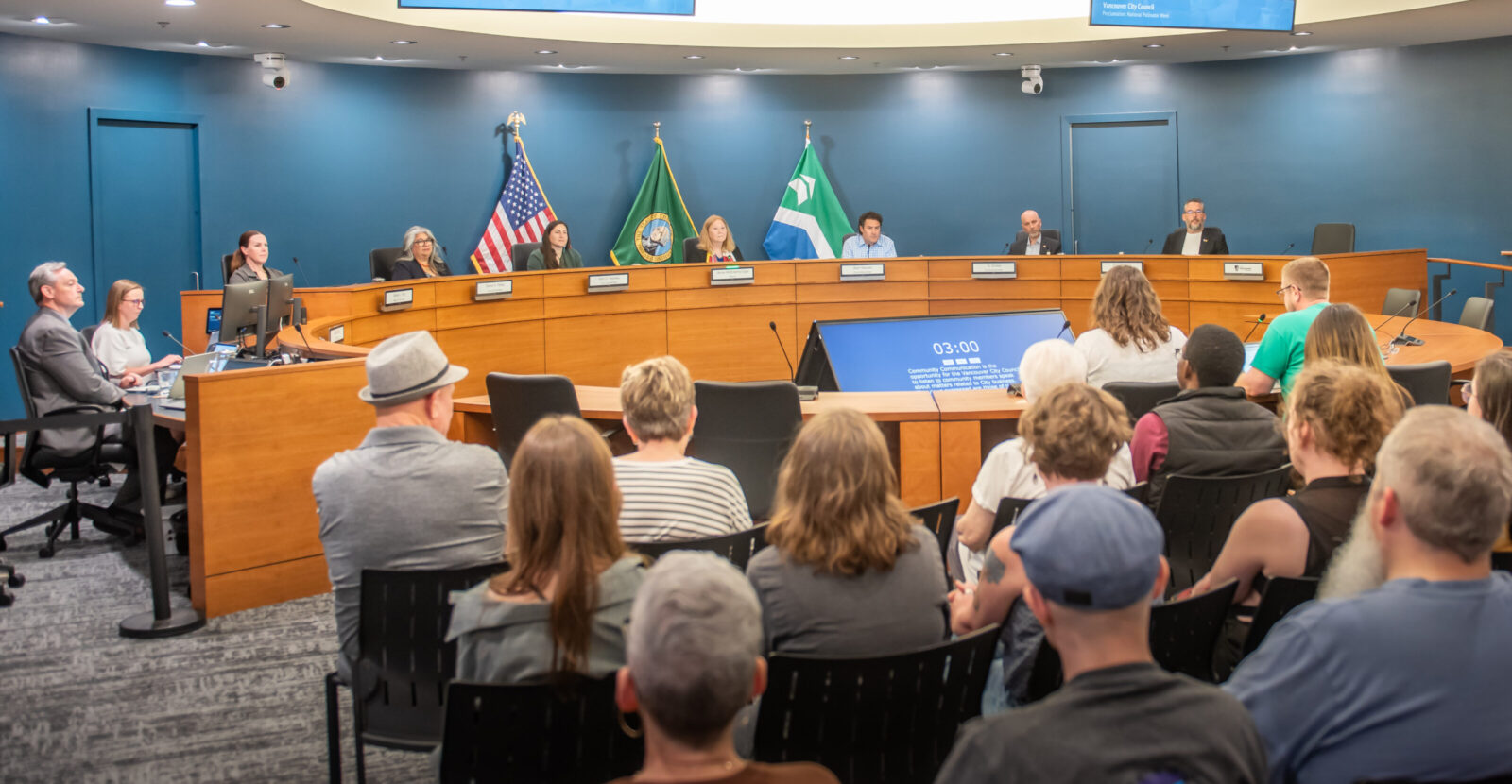 City Council seated at the dais during a Council meeting